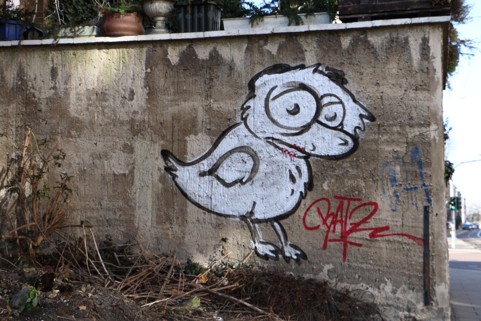 Graffiti bildlich: trauriger Vogel